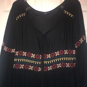 Flowy boho embroidered dress